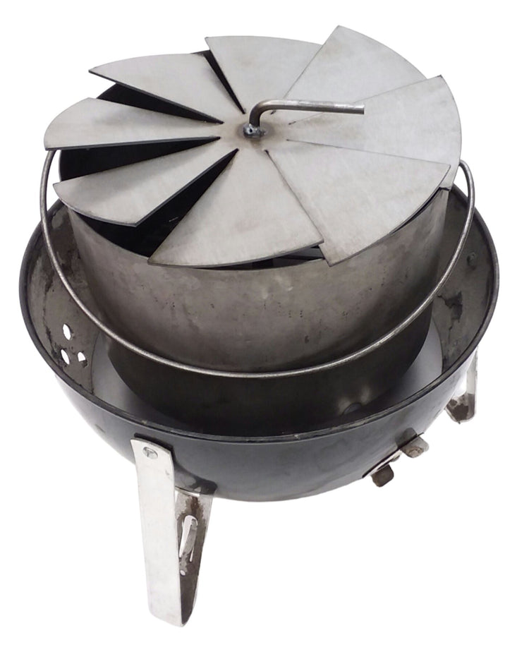 Vortex Charcoal Basket for WSM & Drum Cookers - Heavy Duty 14 Gauge Steel -Made in the USA - Promotes Even Cooking, Helps Prevent Burning - Round Design with Built-In Ash Plate - Hunsaker Vortex Smokers