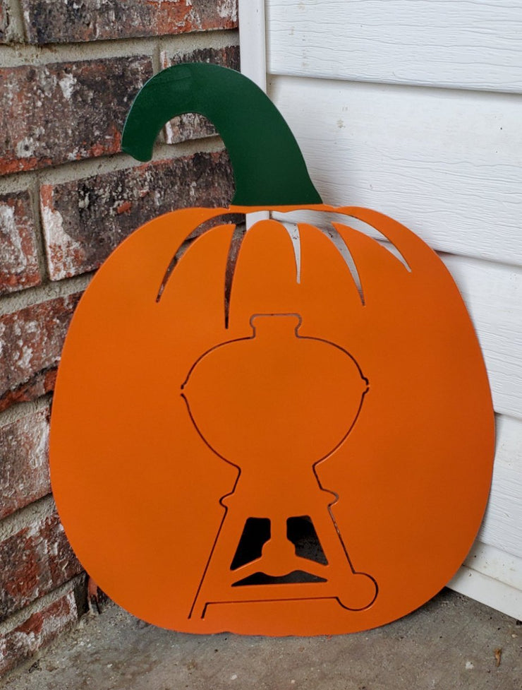 Pumpkin metal art with kettle - Hunsaker Vortex Smokers